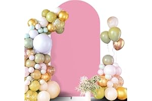 TOPEIGHT Arch Backdrop Stand Cover 7.2Ft Pink Thick Spandex Fabric Arch Backdrop Cover High Elasticity Fitted Round Top Arch Backdrop for Wedding Birthday Party Baby Shower Decoration