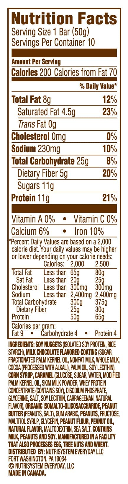 Nutrisystem® Chocolate Peanut Butter Lunch Bars Bundle, 11g of Protein, Helps Support Weight Loss - 10 Count