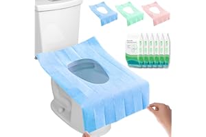 SevenFish 60pcs Toilet Seat Cover Disposable, Large Waterproof Paper Toilet Seat Cover Individually Wrapped Potty Training Seat Covers Travel Accessories for Kids Adults, Blue/Green/Pink