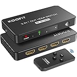 HDMI Switch 4K 60Hz, KOOFIT HDMI Switch Splitter 3 in 1 Out with Remote, Automatic HDMI Switch Box Supports 4K UHD 3D, HDMI S