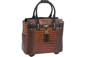 JKM & Company Rolling Laptop Bag for Women | Designer Wheeled Briefcase | Fits 13-17" Laptops | Office Travel Computer Case