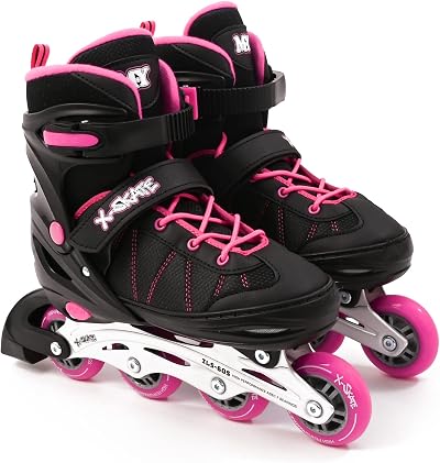 M.Y X-Skate Adjustable Pink Inline Skates for Kids Large EU 30-42