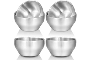 EWFEN SUS304 6-Piece Stainless Steel Bowls for Kids, 12 oz 18/8 Metal Bowls for Toddler Children, Small Baby Bowls for Feeding/Soup/Snacks, Double Walled, Unbreakable and Dishwasher Safe
