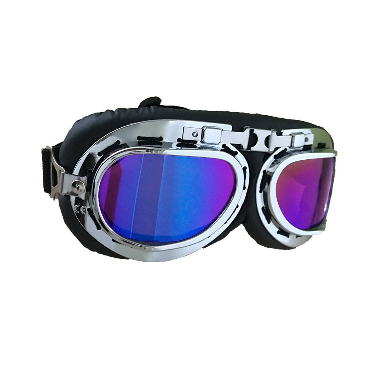 Motorradbrille Motorrad Schutzbrille Raf Aviator Vintage Pilot Biker Cruiser Fliegerbrille Windproof Sun UV Helmmaske Eyewear Sport Skibrille Schutzbrille Dekoration Requisiten (Bunt)