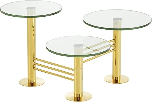 Amazon Com Gold Trio Side Table Eichholtz Viva Modern Gold Clear Glass Set Of 3 Multi Level Pedestal End Table Luxury Living Room Furniture Furniture Decor