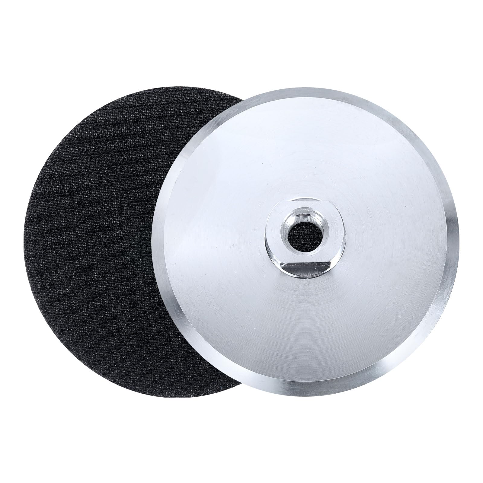Sourcingmap 2pcs 5 Inch Hook and Loop Backing Sanding Pads with 5/8"-11 Thread for Diamond Sanding Finishing Polishing Buffing Pads, Silver Tone