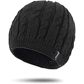 Phaiy Winter Beanie Hat for Women Men Thick Cable Knit Beanie Velvet Fleece Lined Skull Cap Cuff Beanie