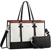 LOVEVOOK Laptop Bag for Women - 15.6 inch Canvas Laptop Tote with Clutch Purse, Office Business Briefcase, Casual Handbag for Travel, College, Teacher, School