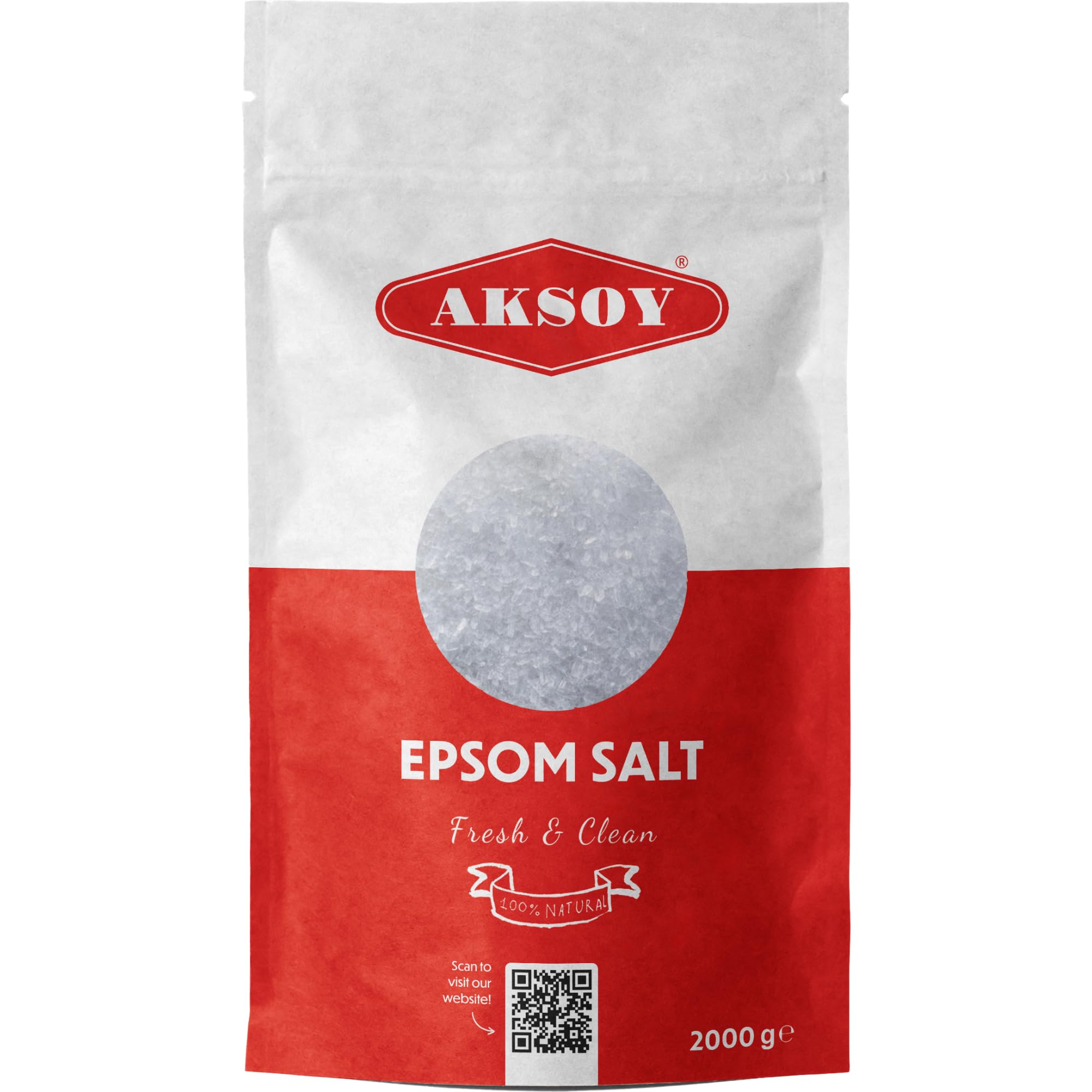 Aksoy Epsom Salt (Magnesium Sulphate) FCC Food Grade 2KG || Premium Epsom Bath Salts for Bath Bombs, Relaxing Baths, Muscle Recovery & Foot Soaks | (Packaging May Vary)
