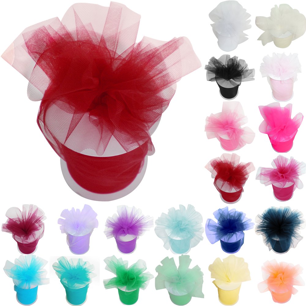 Time to Sparkle 6 Inchs x 100yards/300FT Tulle Roll Spool Tutu Party Birthday Wraping Crafts Bridal Bow Skirt Wedding Decor, Red — image 1