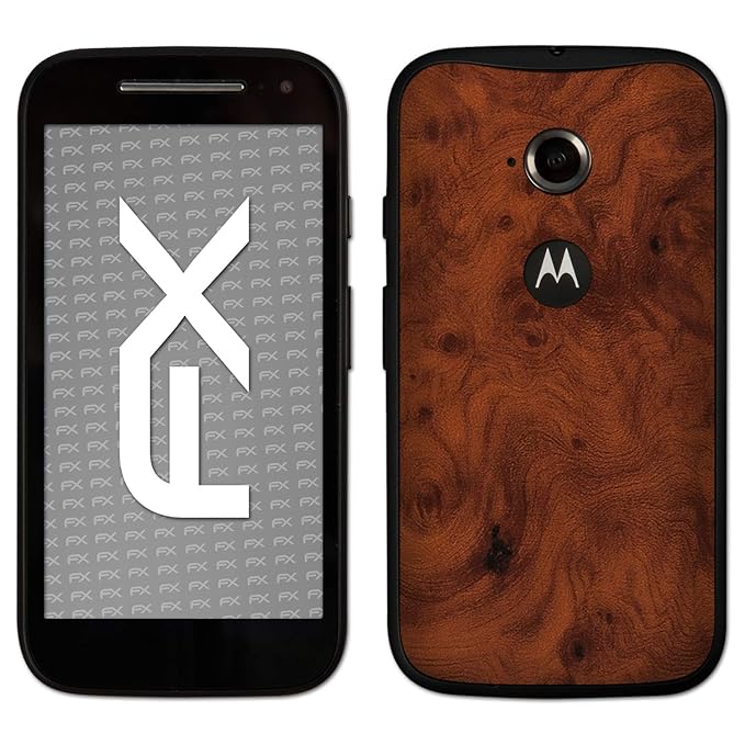 atFolix Skin kompatibel mit Motorola Moto E 2. Generation 2015, Designfolie Sticker (FX-Wood-Root), Holz-Struktur/Holz-Folie