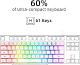Snpurdiri 60% All-White Keyboard RGB Backlit UK Layout USB-C Cable view 3