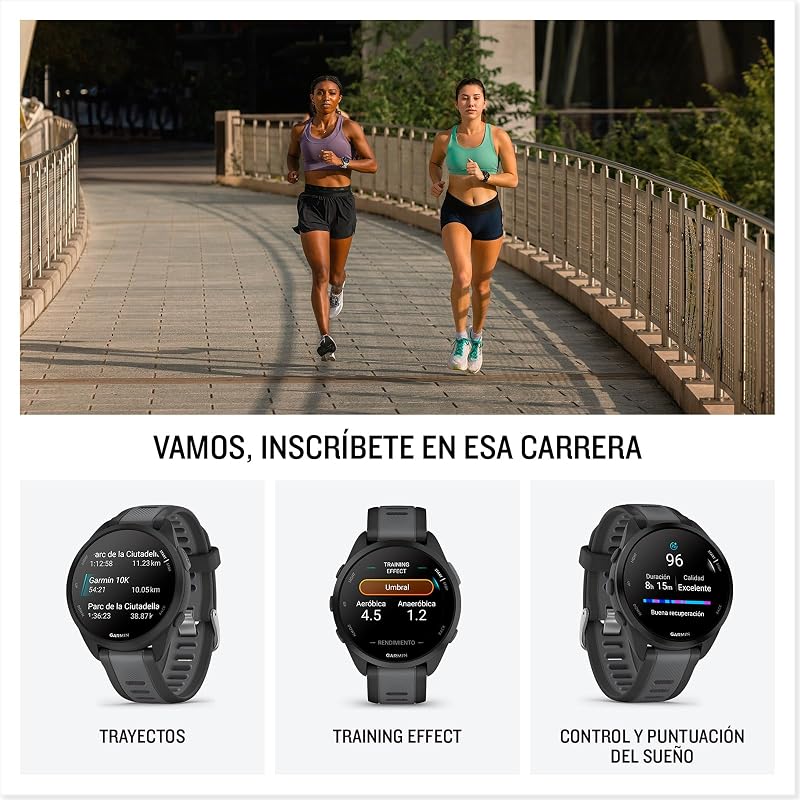 Garmin forerunner 165 smart running watch com gps, tela de toque amoled, métricas otimizadas, planos de treinamento, garmin pay, autonomia de 11 dias, preto