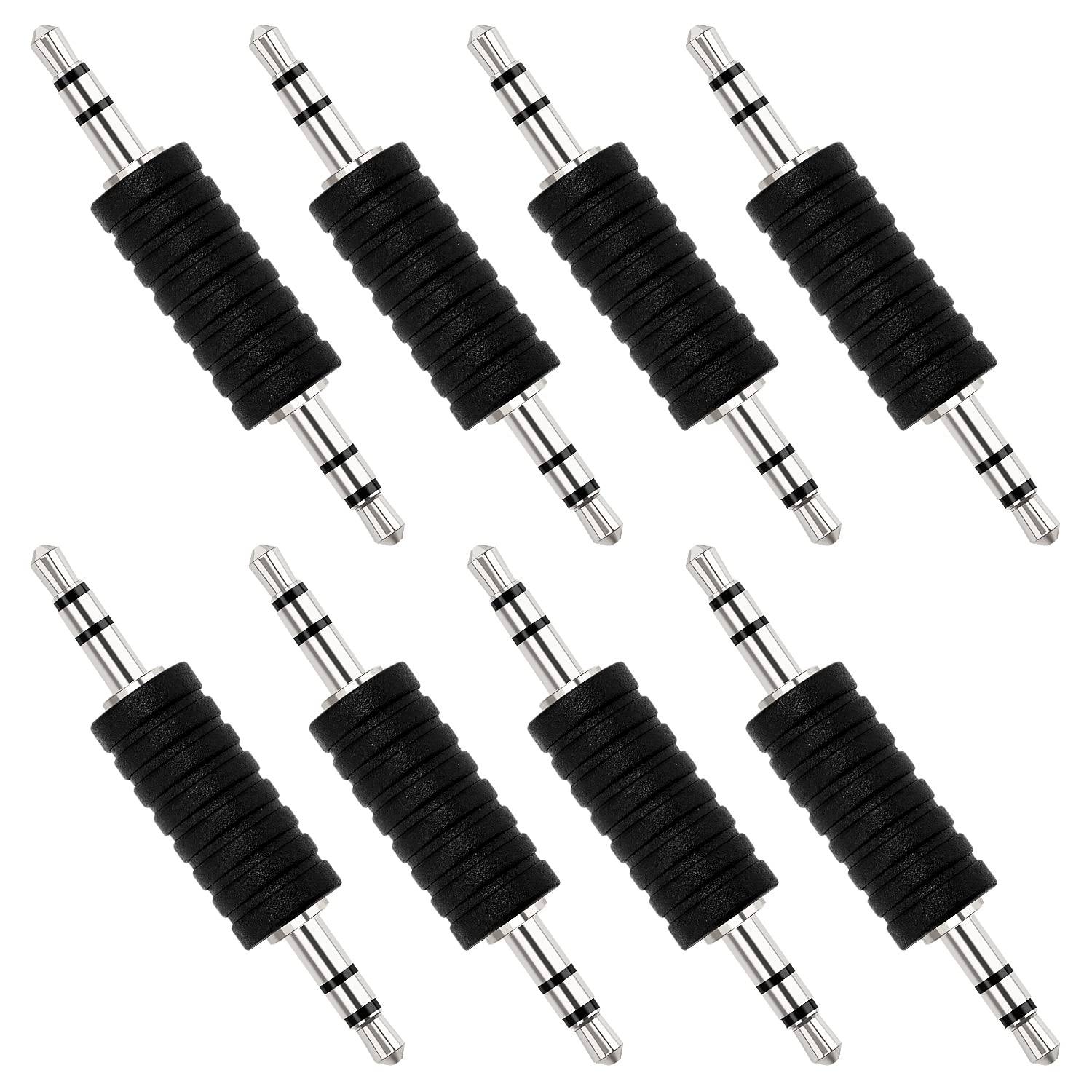 KUOQIY 8 PCS 3.5mm Male to Male Audio Adapter, 3.5mm 3-Pole TRS Male to Male Stereo Headphone Plug Coupler Connector, Plastic