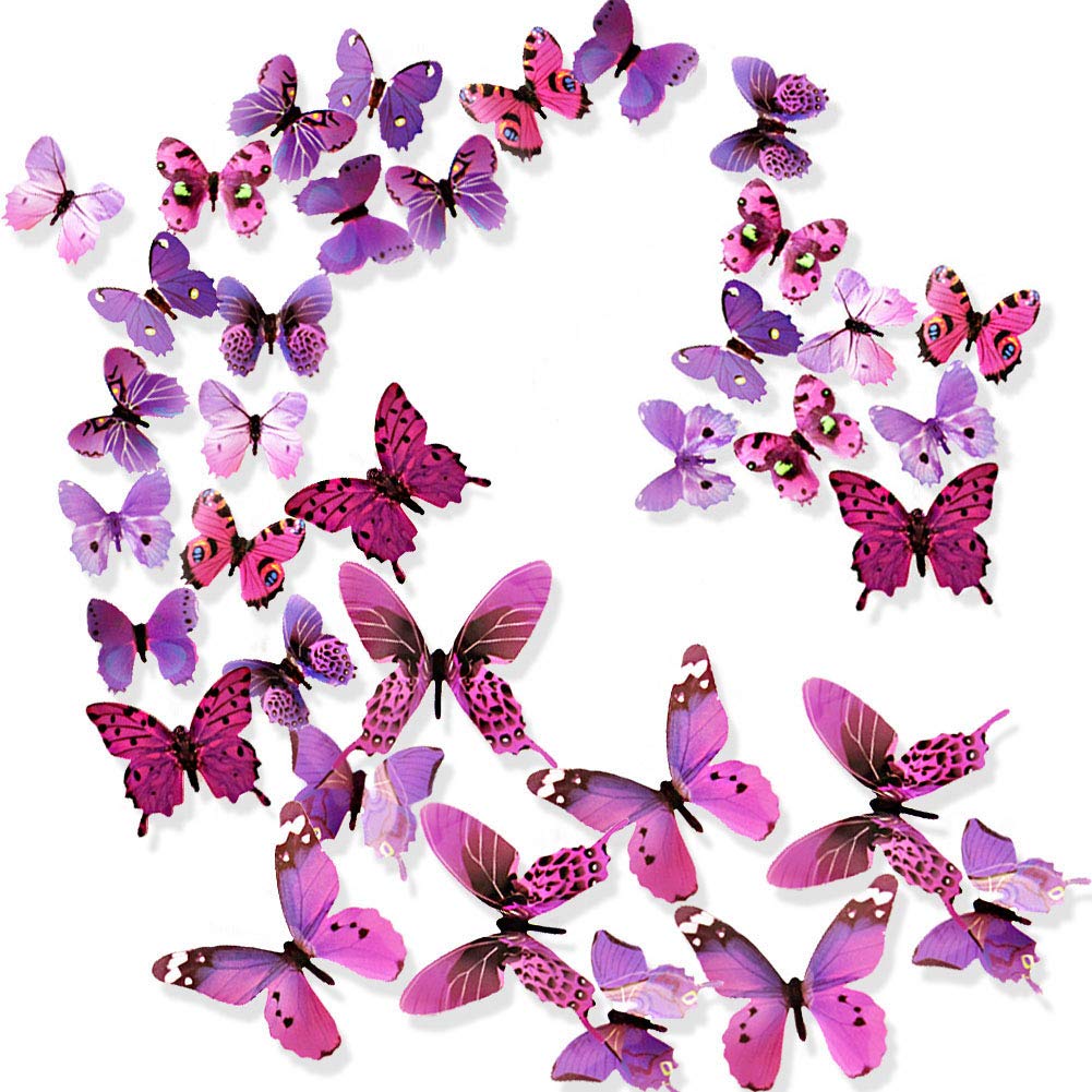 Ewong Butterfly Wall Decals for Living Room, 36PCS 3D