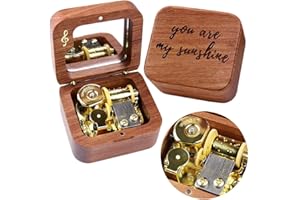 Sinzyo You are My Sunshine Music Box Solid Wood Laser Carving Vintage Gift Musical Boxs for Birthday Valentine's Day Christmas(Musical Note Rosewood Box)