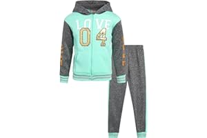 Real Love Girls' Zip Up Hoodie and Fleece Jogger Sweatpants Set - 2-Piece Heavyweight Sweatsuit for Girls (Sizes: 7-16)