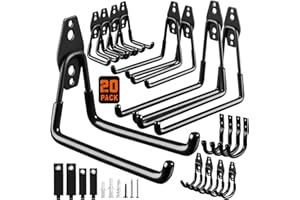 LANDNEOO Garage Hooks, 20-Pack Steel Garage Accessories for Organization and Storage, Heavy Wall Mount Duty Hooks with Anti-Slip Coating for Hanging Ladder, Bike, Power Tools and More Tools, Black