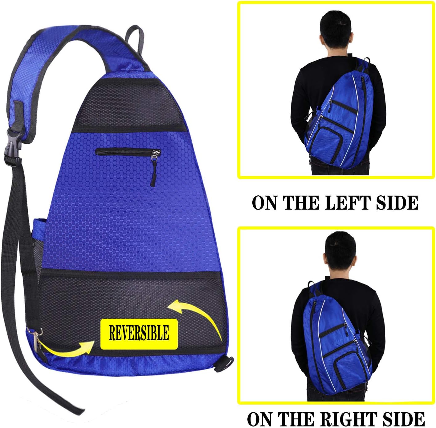 LLYWCM Sling Bag | Pickleball Bag - Reversible Crossbody Sling Backpack for Pickleball Paddles, Tennis, Pickleball Racket and Travel for Women Men (Blue) : Sports & Outdoors