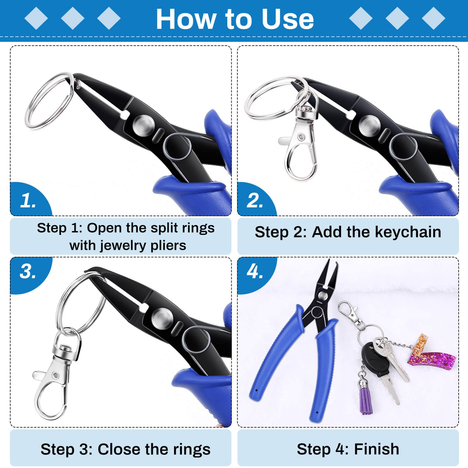 Evatage Split Ring Opener Tool - Keychain Pliers for Jewelry Making