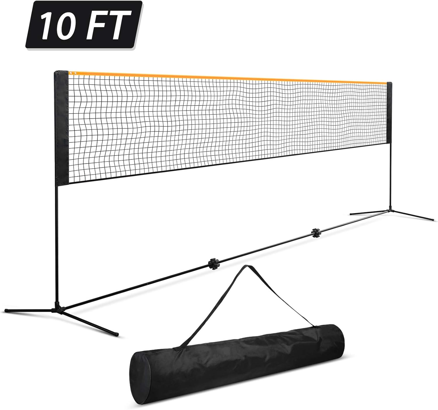 ORIENTOOLS Badminton Tennis Net Set, Portable Sports Set with Poles Carrying Bag for Kids Volleyball Pickleball Indoor, Outdoor, Beach, Backyard (Black, 10ft 14ft 17ft) : Sports & Outdoors