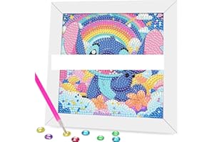 Diamond Painting Kits for Kids,Easy DIY 5D Diamond Painting Cute Cartoon Animals for Kids with Wooden Frame Beginners Art Cra