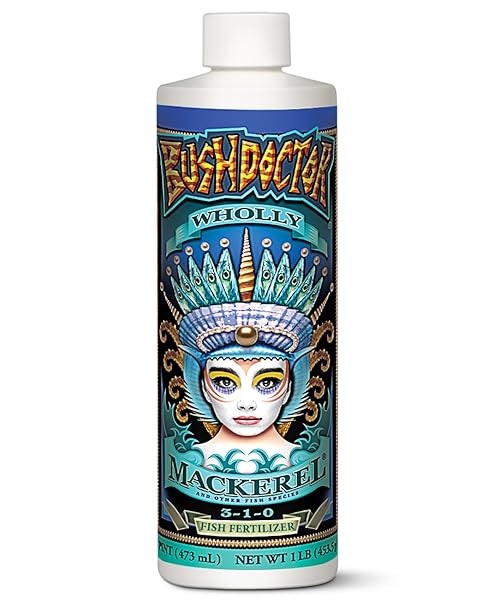 FOXFARM BUSH DOCTOR WHOLLY MACKEREL FISH FERTILIZER, FX14113 – LIQUID PLANT NUTRIENT FOR SEEDLINGS, TRANSPLANTS, AND VEGETATIVE GROWTH – NPK 3-1-0 (PINT)