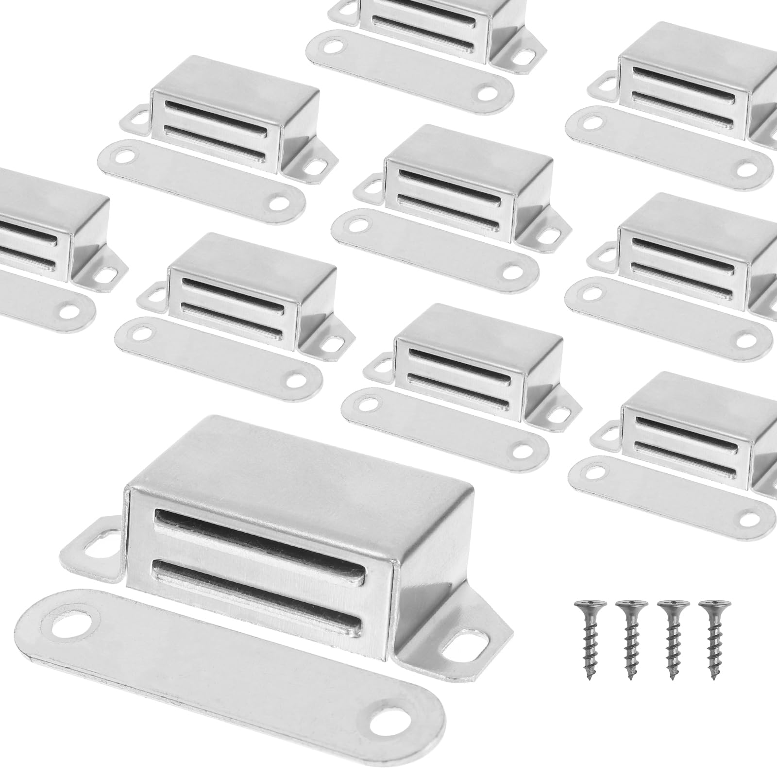 8 PCS Magnetic Door Catch, Thicken Cabinet Door Magnets Cupboard Catches Magnetic Strip Magnet Catch for Wardrobe Closet Cupboard Door Closing (Silver)