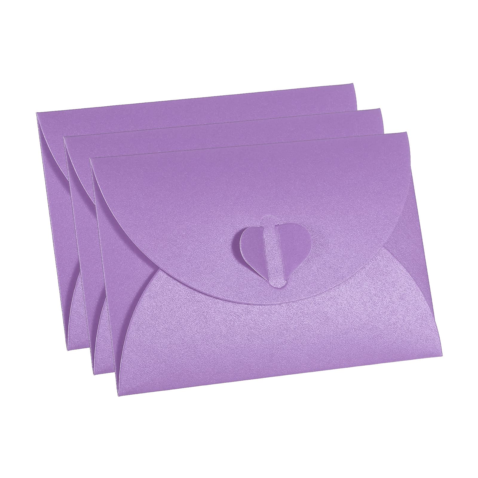 PATIKIL Gift Card Envelopes, 36 Pack Heart Shaped Clasp Small Gift Cards Holder Mini Envelope for Birthdays Weddings, Purple
