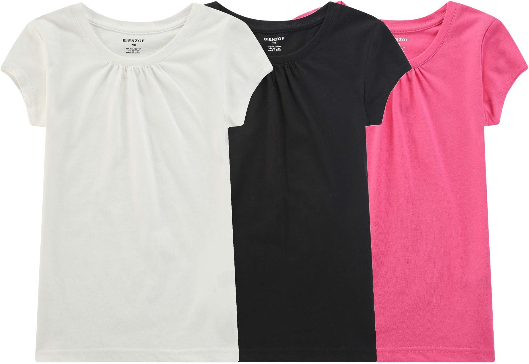 Bienzoe Girl's School Uniform Breathable Quick-Dry Short Sleeve T-Shirt