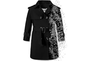 Betusline Boys Waterproof Trench Coat Double Breasted Classic Belted Outwear Jacket Dress Coats
