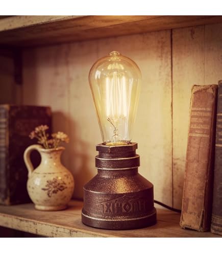 Surpars House Farmhouse Table Lamp, Vintage Desk Decor with Glass