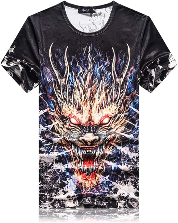 Amazon Angelo Tシャツ メンズ レーヨン ビスコース 半袖 カットソー 夏 クルーネック 日常 スポーツ インナー トップス ランニング 龍 ドラゴン柄 スポーツ トレーニング 薄手 五分袖 男子 かっこいい 速乾 スウェット Tシャツ カットソー 通販