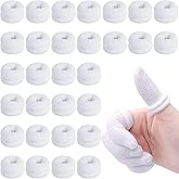 Finger Bandages 30pcs Bobs Thumb Bandage Finger Bandage Tubular White Cotton Finger Cots Finger Stall for Work Kitchen Finger Protection