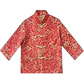 Boy Tang Suit Dragon Long Sleeve Shirt Chinese New Year Button Down Shirt for Kids