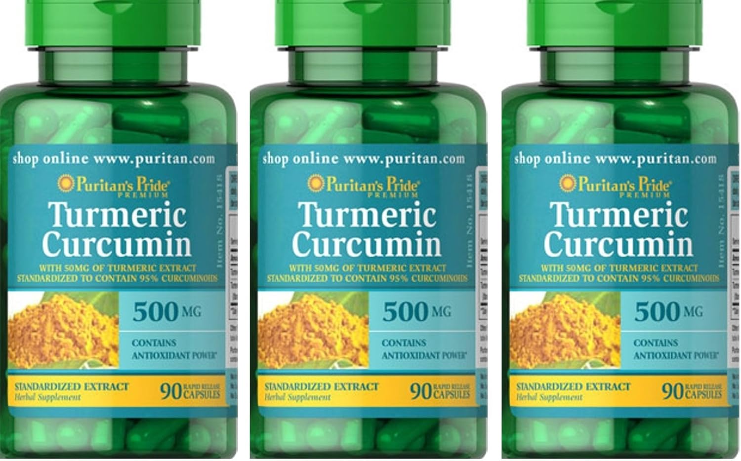 3 Pack Turmeric Curcumin 90 Capsules(270 Total), 500 MG