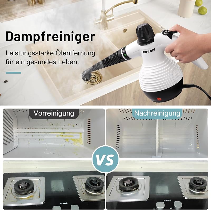 Dampfreiniger Handgerät, Steam Cleaner mit 10 Zubehör