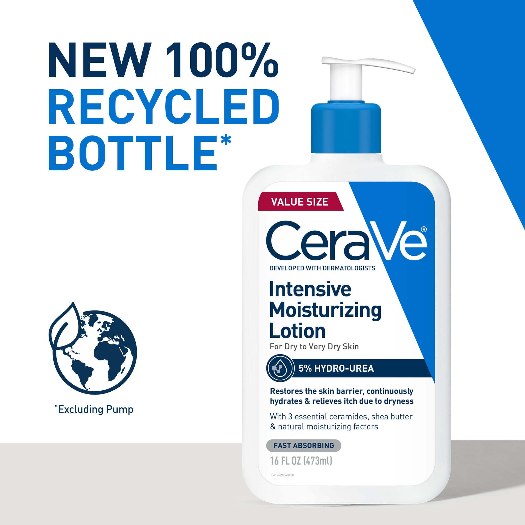 CeraVe Intensive Moisturizing Lotion, Hydro-Urea + Shea Butter, Body Lotion For Dry Skin, Relieves Signs Of Extra Dry Skin, Non Greasy Hydrating Cream For Rough, Tight, Red & Itchy Skin, 16oz