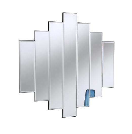 Yearn Contemporary 7Panel Bevelled Wall Mirror, 91 x 89 cm, Silver