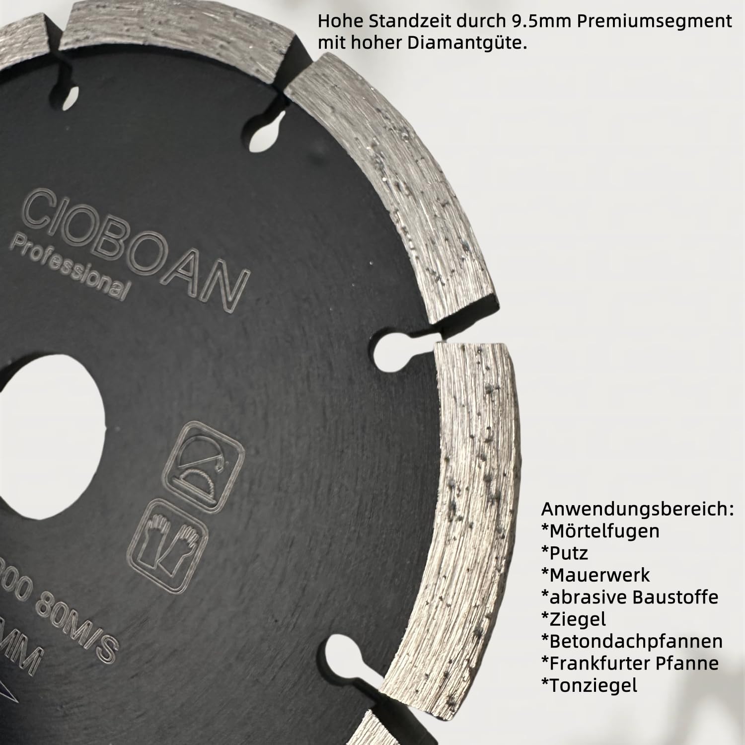 Breite 9.5 mm Fugenfrässcheib Profiqualität, Diamant Fugenfräser Frässcheibefür Mörtel Beton Mauerwerk und Putz. Durchmesser 125mm Breite 9.5 mm für Winkelschleifer Frässcheibe 3