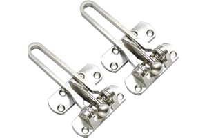 TAROSE Home Security Door Lock Swing Bar Door Guard for Kids, Hotel Door Latch, Thicken Solid Zinc Alloy Reinforcement Lock, Silver 2 Pack