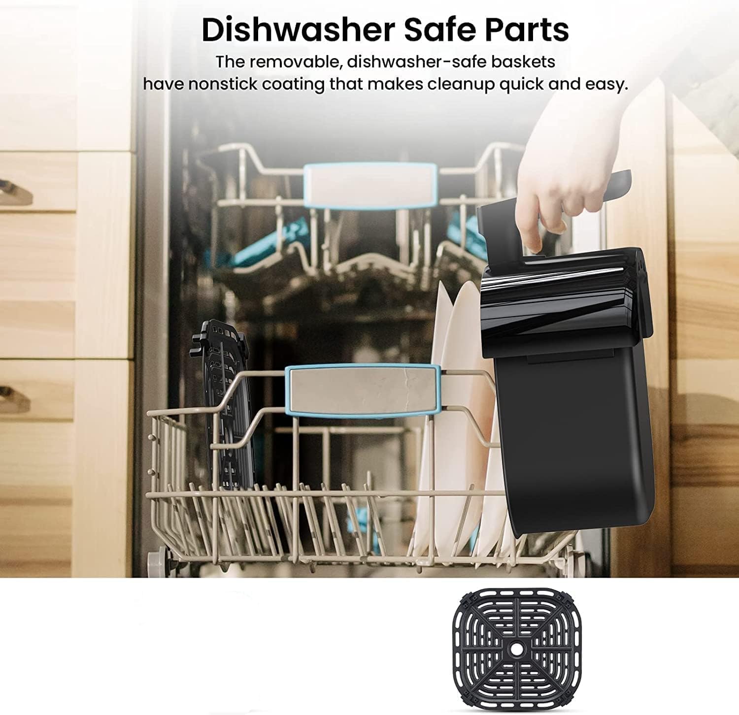 Freidora de aire 7 en 1 con ventana visible, horno freidora de aire digital multifuncional de gran capacidad 5QT para hornear asar deshidratar, freidoras de aire de bajo ruido de 1500 W con cesta apta para lavavajillas