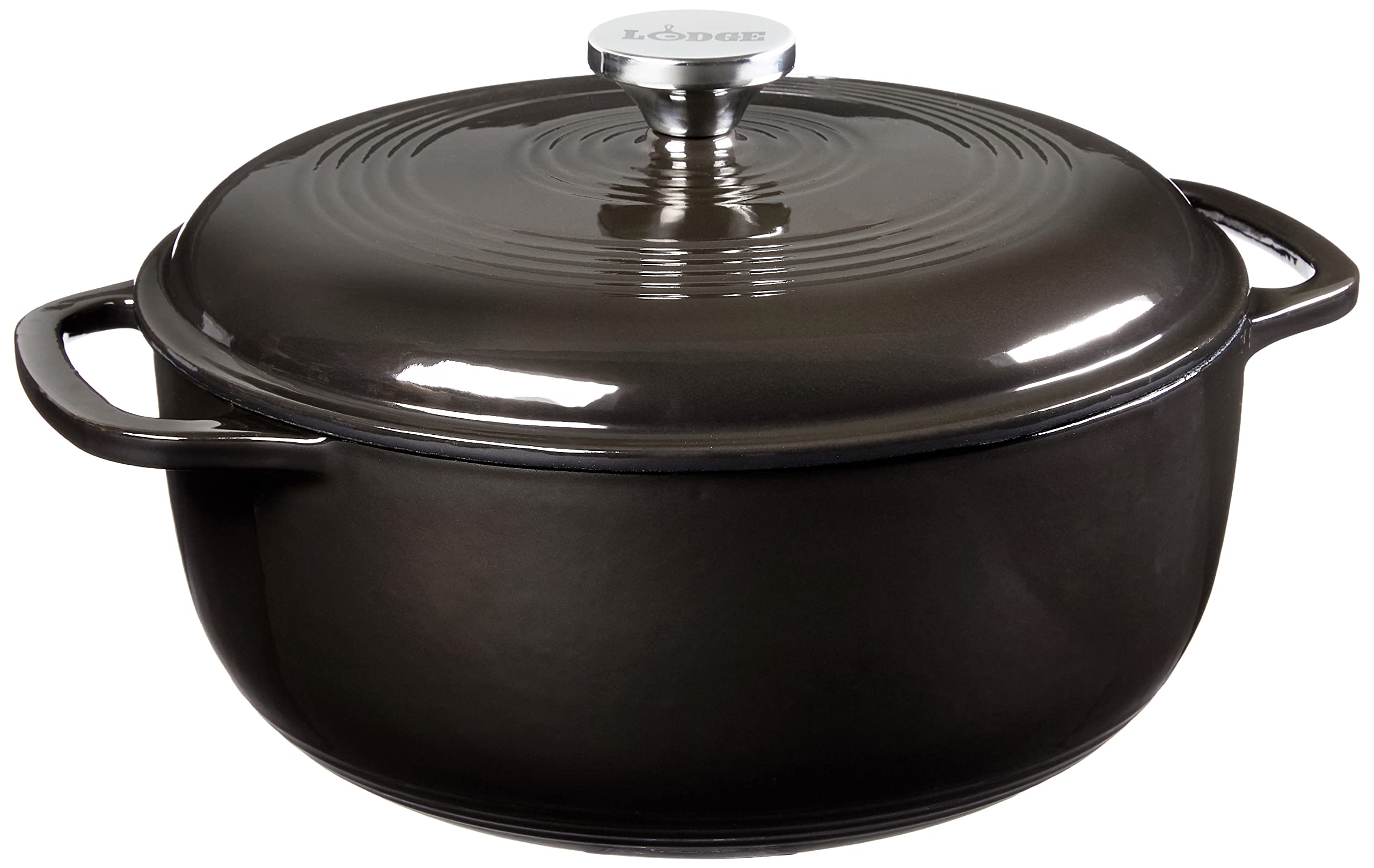 Photo 1 of * BROKEN HANDLE * Lodge Essential Enamel Cast Iron Dutch Oven - Perfect for Bread Baking, Braising, Marinating & Slow Cooking - Features Moisture-Sealing Lid & Dual Handles - Kitchen Essentials - 6 Quarts - Midnight Chrome
