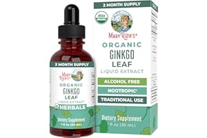 MaryRuth Organics Ginkgo Leaf Liquid Drops | Herbal Supplement | Nootropic | Circulatory System & Nervous System Health | USDA Organic | Non-GMO | Vegan | 60 Servings
