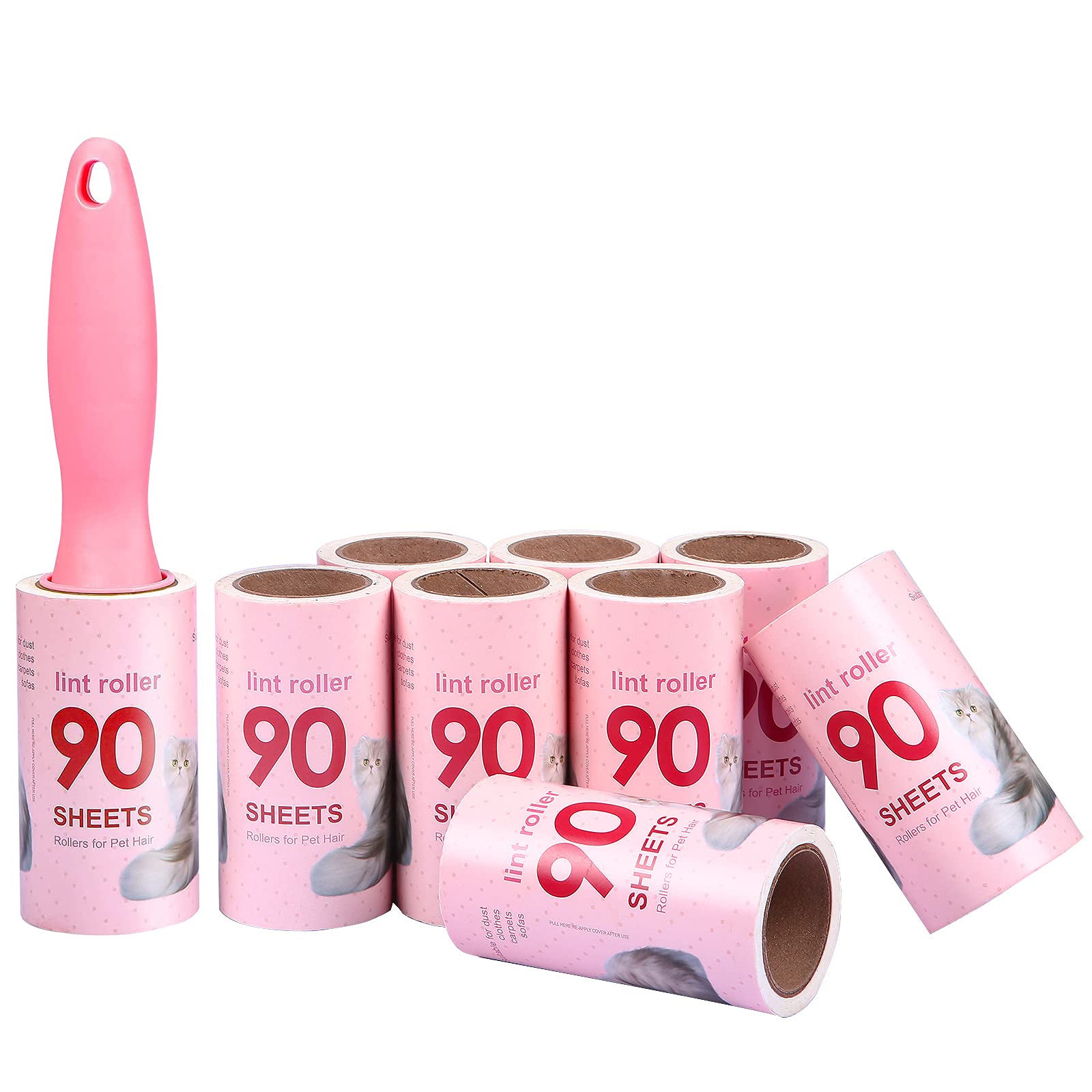 Rollers for Pet Hair（1 Roller + 9Refills, 540 Sheets Total）Sticky lint roller Clothes Roller Suitable for clothes, hair, pets, sofas, rugs, carpets, seats, lint, dust