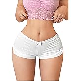 BEAUDRM Women's Y2k Micro Shorts Sexy Bow Decor Low Waist Side Slit Booty Shorts Cute Lounge Sleepwear