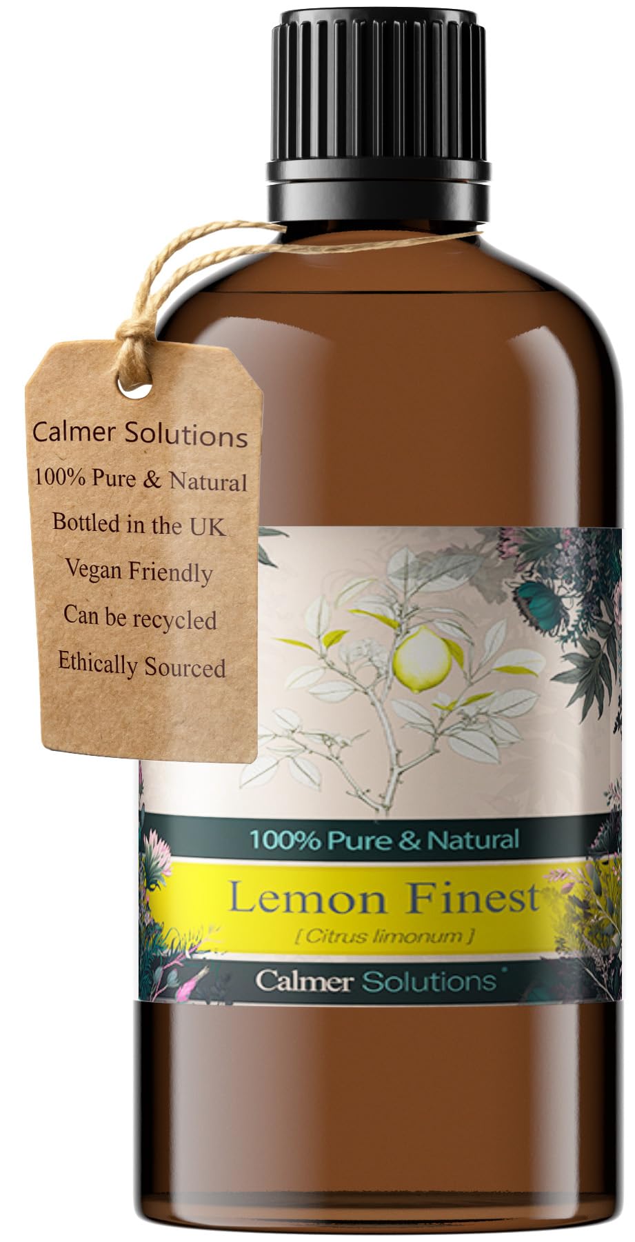 Calmer Solutions | Lemon - 100ml | Skin, Fungal infections, Refreshing, Clarity | Pure 100% UK Sourced Natural Essential Oils | Professional or Home use | Diffusers, Humidifiers, Candles & More