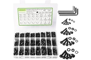 K Kwokker 2410Pcs M2 M3 M4 M5 Nuts and Bolts Assortment Kit, Upgraded Zinc Plated Hex Socket Head Cap Metric Machine Screws, 12.9 Alloy Steel Bolts and Nuts Kit with Lock Washers for Screws
