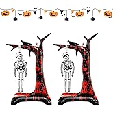 2 Pcs Halloween Decorations Balloon Scary Skeleton Standable Foil Balloons 55in Day of Death Spooky Large Punch Inflatable Decorations for Indoor/Outdoor Halloween Party Supplies