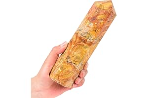 AMOYSTONE Natural Crazy Agate Stone Large Crystal Tower Hexagonal Wand 1.7-2 Lbs for Healing Reiki, Chakra, Collection